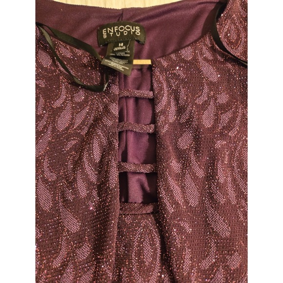 NWT EnFocus Studio Sequin Burgundy Mermaid Sleeveless Dress Size 14 Prom Evening - Picture 8 of 14